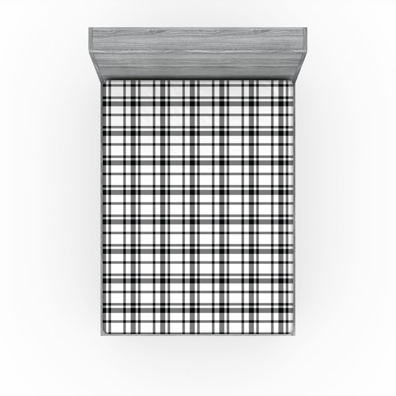 Drap-housse Ambesonne, paquet de 2, Drap-housse de taille double, Noir / blanc carreauté