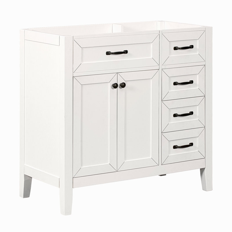 Meuble-lavabo 36 po sans lavabo, base d'armoire seulement, armoire de salle de bain avec tiroirs, structure solide et panneau de fibres à densité moyenne