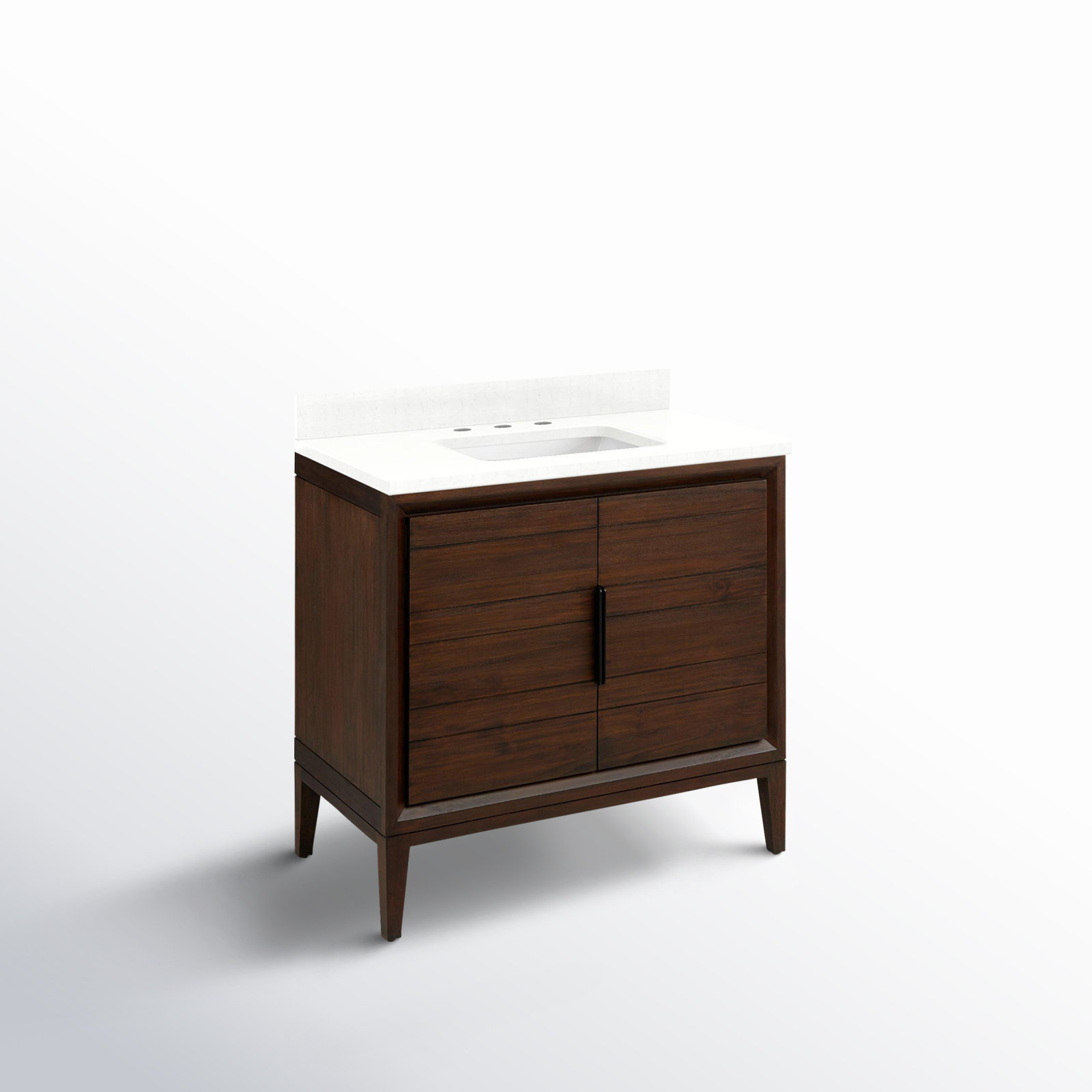 Aliso 36" Single Bathroom Vanity, Feathered White Quartz, 8" Widespread, Java