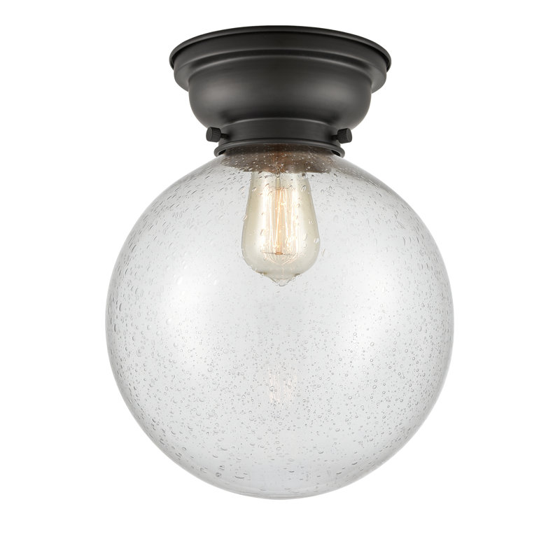 Chippewa Glass Flush Mount, No Bulb Included, Seedy, Matte Black