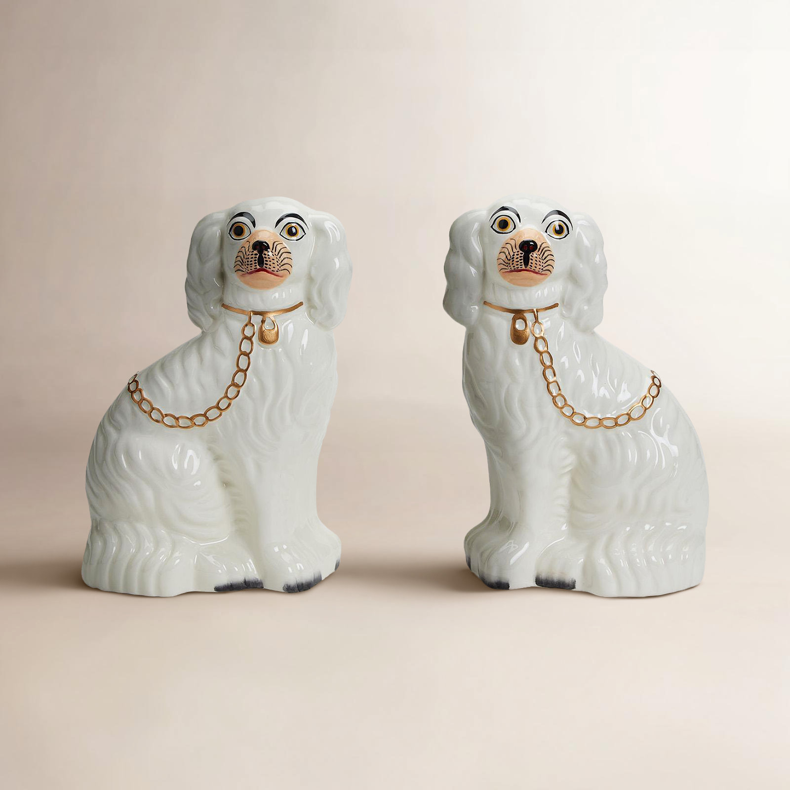 2-Piece Staffordshire Dog Ceramic Sculpture