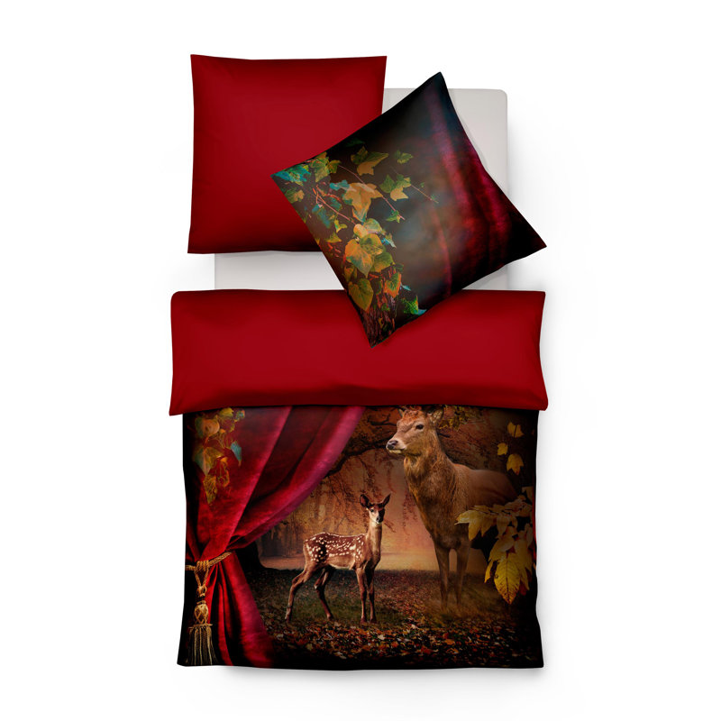 Red 100% Cotton Reversible 3 Piece Duvet Cover Set