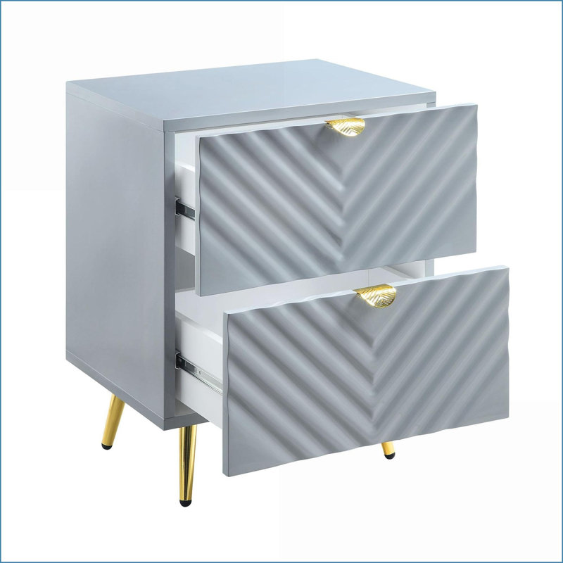 Table de chevet 2 tiroirs Gaines Grey