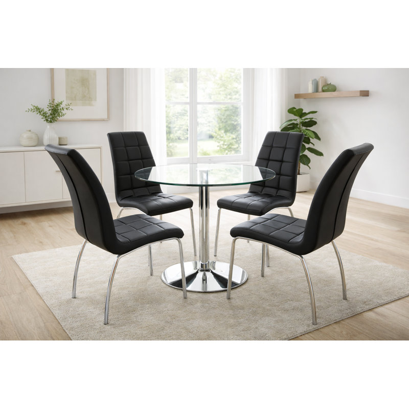 Sherlock 4 -Person Glass Dining Set, Black