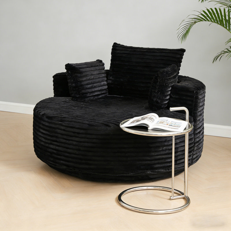 Canapé simple pivotant rembourré, Black Corduroy