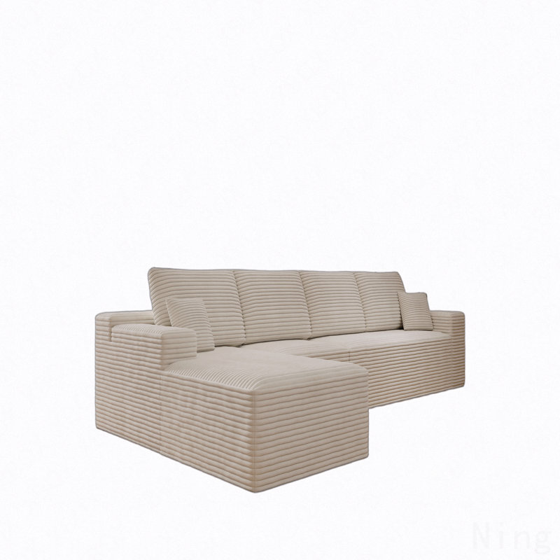 Siège modulaire modulaire pour canapé, canapé rembourré et compressé pour le salon, la chambre à coucher, un appartement, aucun assemblage requis, combinaison gratuite de 4 pièces, tissu en velours côtelé moelleux, blanc