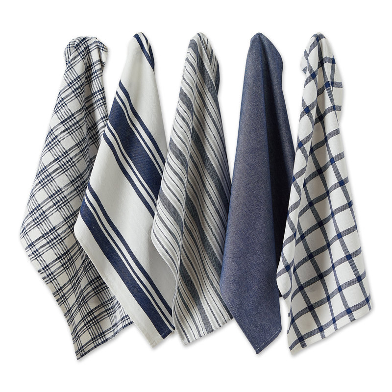 Cotton Waffle Kitchen Towel Linen Set, Blue