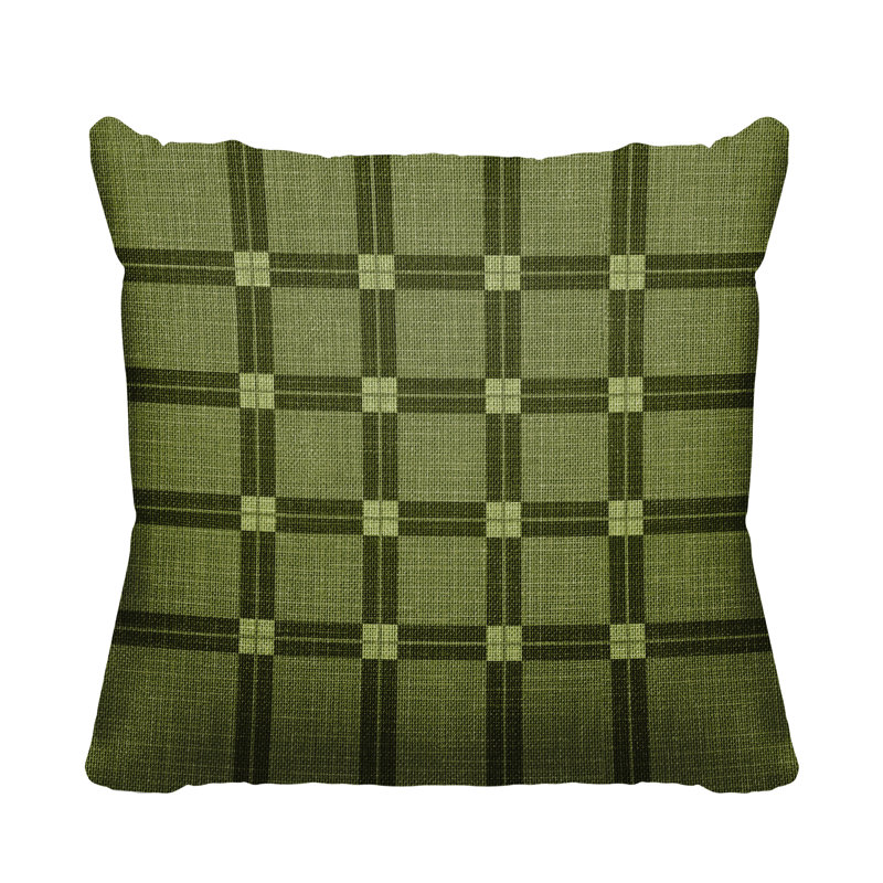Plaid Outdoor Reversible Throw Pillow, 17" W x 17" H, Green
