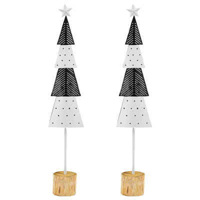 Iron Tree - Set of 2 - 4.5" x 2.5" x 22.5" - Black/White