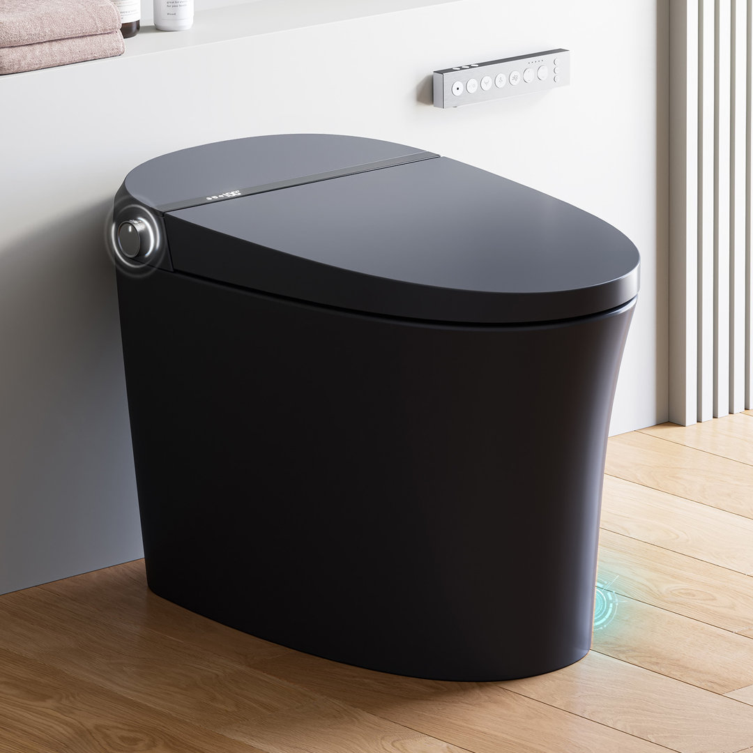 Black Smart Bidet Toilet with Pump and Bidet Built In, Auto Dual Flush and Auto Open/Close Lid, Smart Toilet with Heated Seat, Warm Dryer, Night Light, Digital Display HOROW