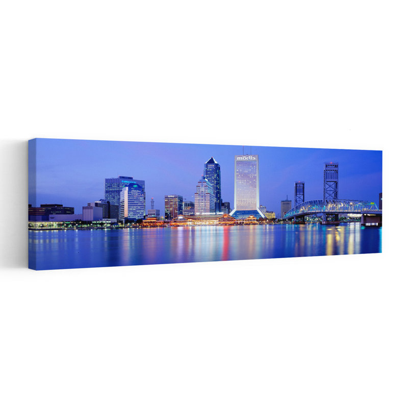 Nuit, Jacksonville, Floride, États-Unis, architecture moderne abstraite, art mural, H 48 po x l 16 po