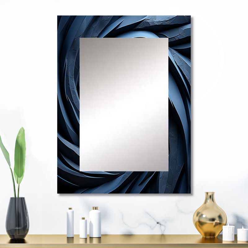 Spirale spirale abstraite bleue vortex IV - miroir spirales abstraites, 32 po x 24 po