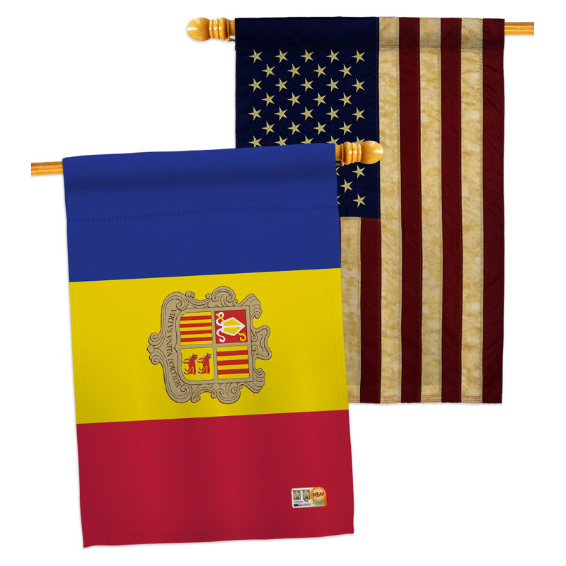 Drapeau de maison en polyester 2 faces 3 pi 3 po x 2 pi 3 po Andorra House
