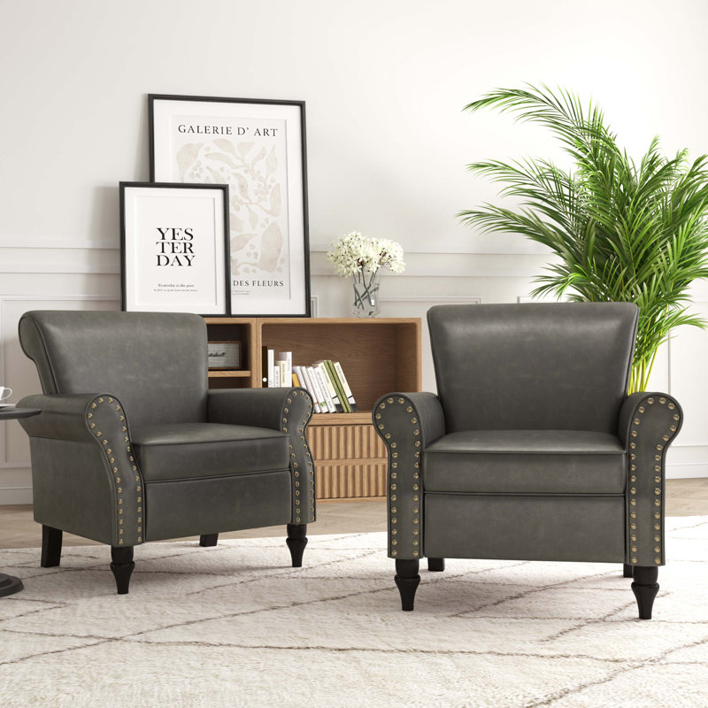 Fauteuil Enoks, Similicuir gris