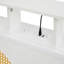 Cadre de lit simple blanc avec tête de lit garnie, lumières à DEL, 2 ports, rangement sous le comptoir, assemblage rapide, sans sommier, soutien solide, grincement, bruit, tête à installation facile, DEL, station de charge, espace