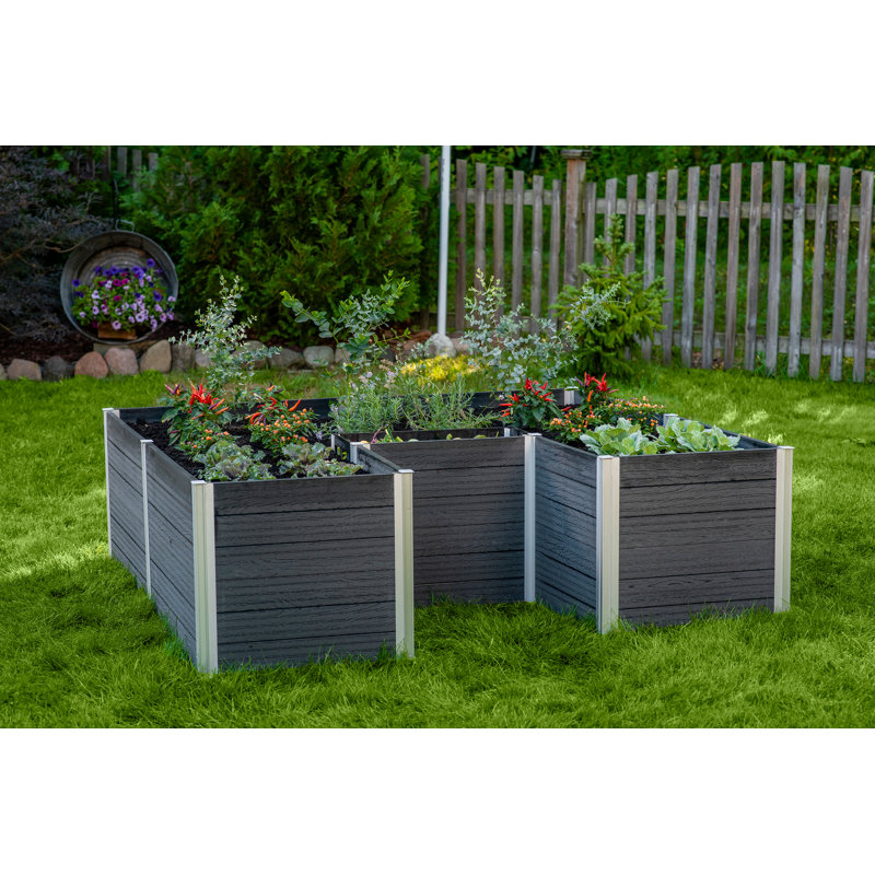 Urbana Keyhole Composting Raised Garden Bed, Gray