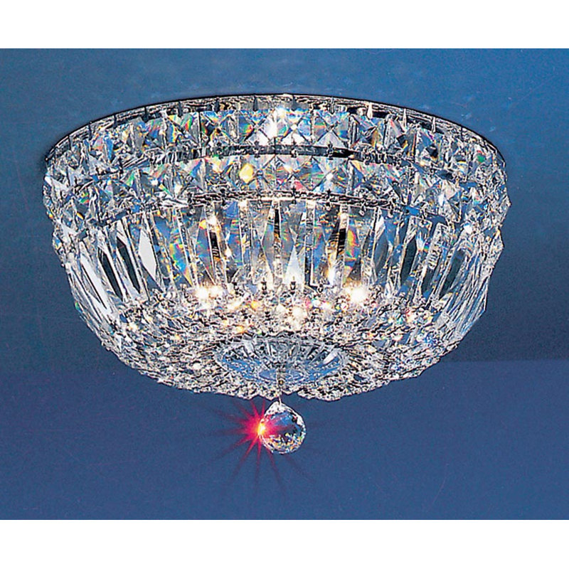 Plafonnier semi-encastré à cuve unique 3 lumières Empress, Crystalique-Plus, H 8 po x l 14 po x P 14 po