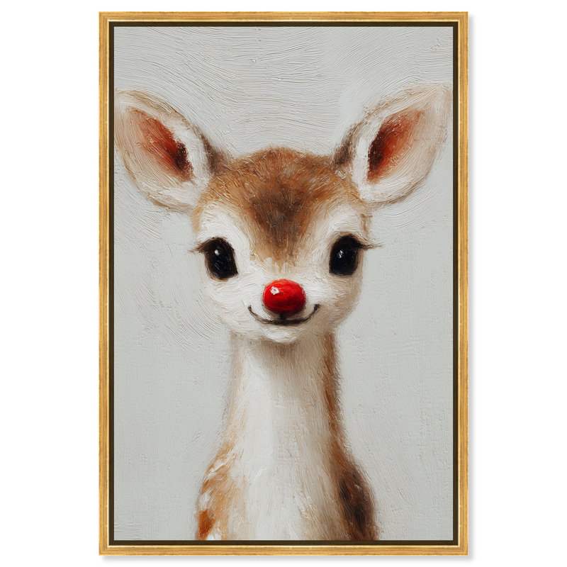 "Baby Rudolph", reproduction d'art sur toile par Art Remedy, cadre noir, 10 x 15, H 55 po x l 37 po, Cadre doré