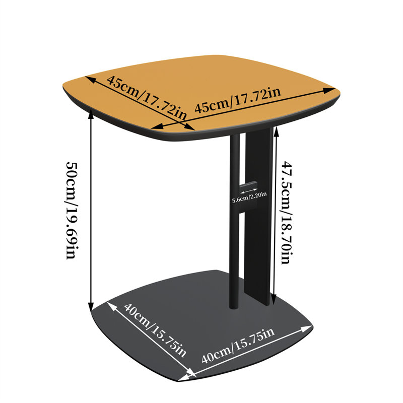 Table de bout carrée en cuir, Orange