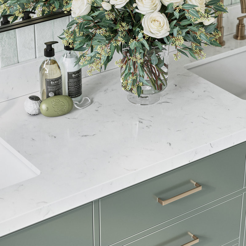 Ariel Hepburn 72 In. Double Sink Base Cabinet, Satin Brass, Vintage Green