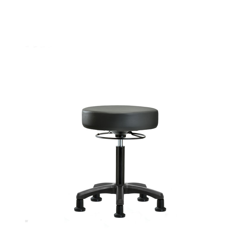 Tabouret de laboratoire en vinyle, Carbone, Patins fixes, 27.75"