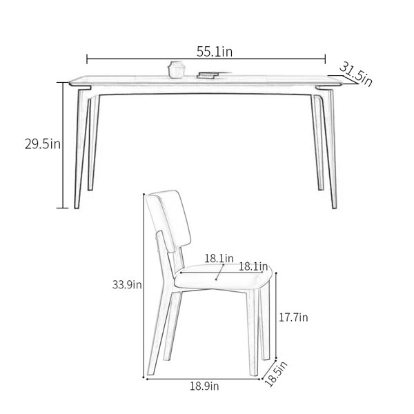 Corrigan Studio® Modern simple solid wood rock plate rectangular dining ...