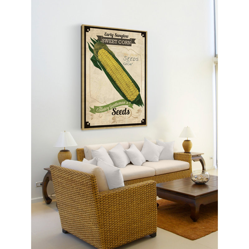 « seed packet corn », reproduction d’art sur toile tendue, H 36 po x l 24 po