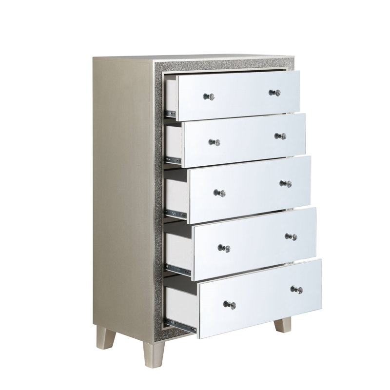 Commode à finition miroir et champagne Sliverfluff