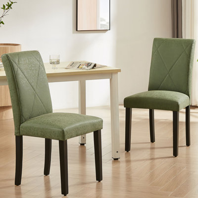 Ensemble de 2 chaises de salle à manger Parsons en similicuir, chaises de cuisine rembourrées à haut dossier avec siège rembourré, chaises de salle à manger modernes en tissu pour la maison, les appartements et les petits espaces