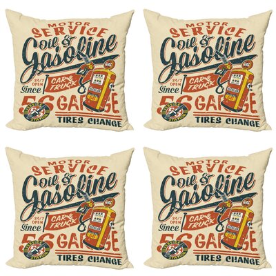 Ambesonne Vintage Trucks Throw Pillow Cushion Case Pack Of 4, Grunge Style Poster Design Gasoline Station Garage Service Themed, Modern Accent Double- -  East Urban Home, A44826F88FAF4D05A5ACA06A6CA53A0C