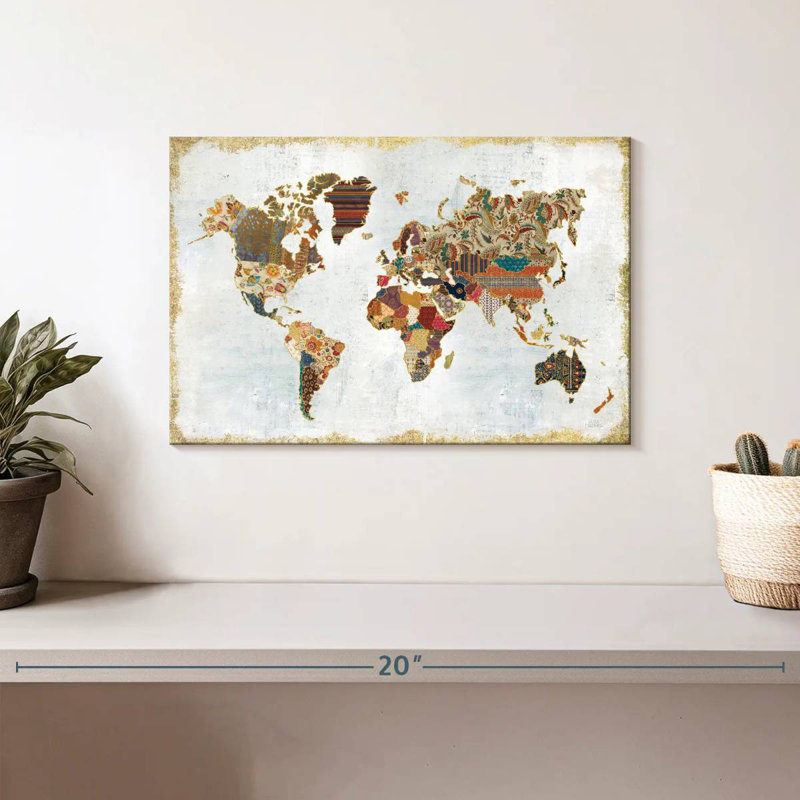 Aliaz Pattern World Map, 8" H x 12" W