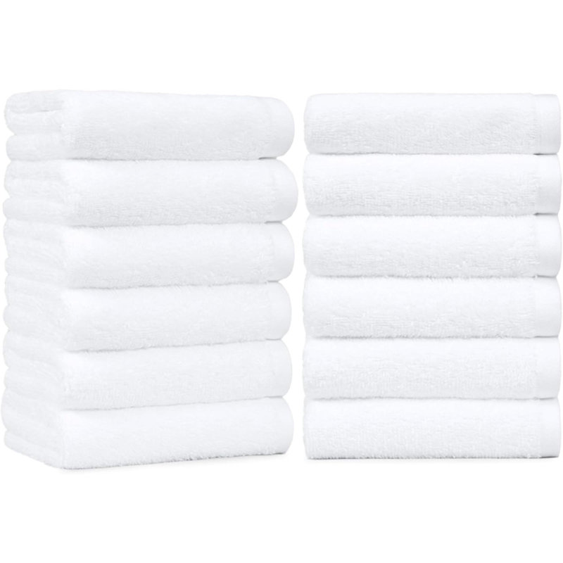 100% Cotton Hand Towels For Bathroom - 12 Pack  Towel, White