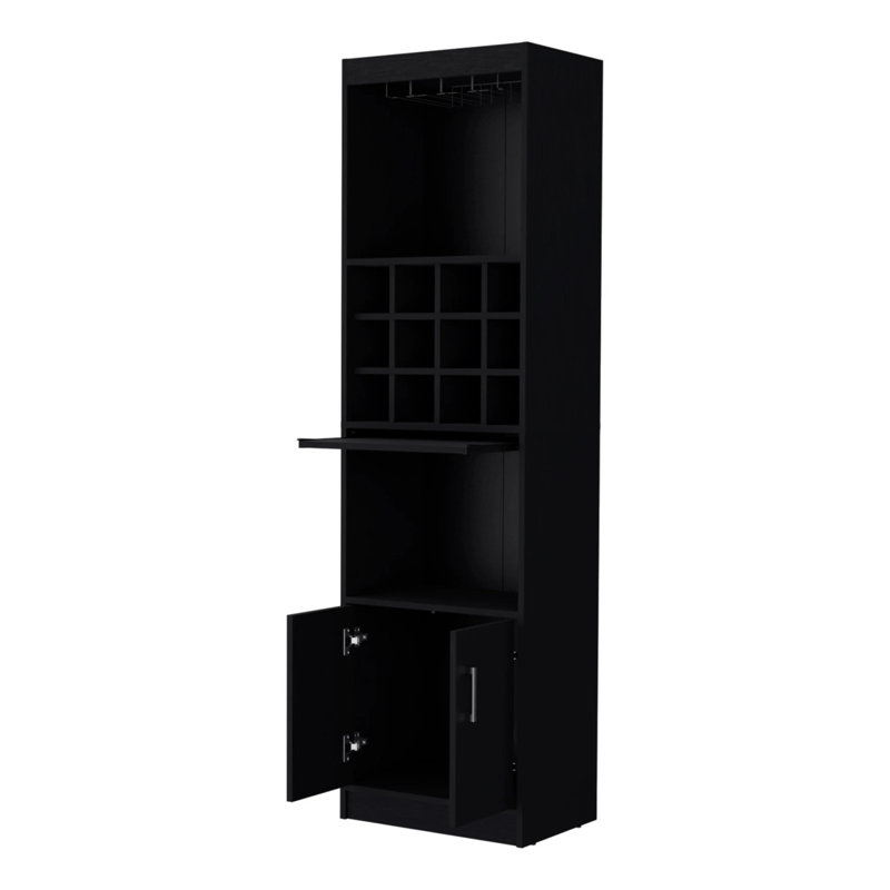 Bar avec rangement pour bouteilles de vin, Noir