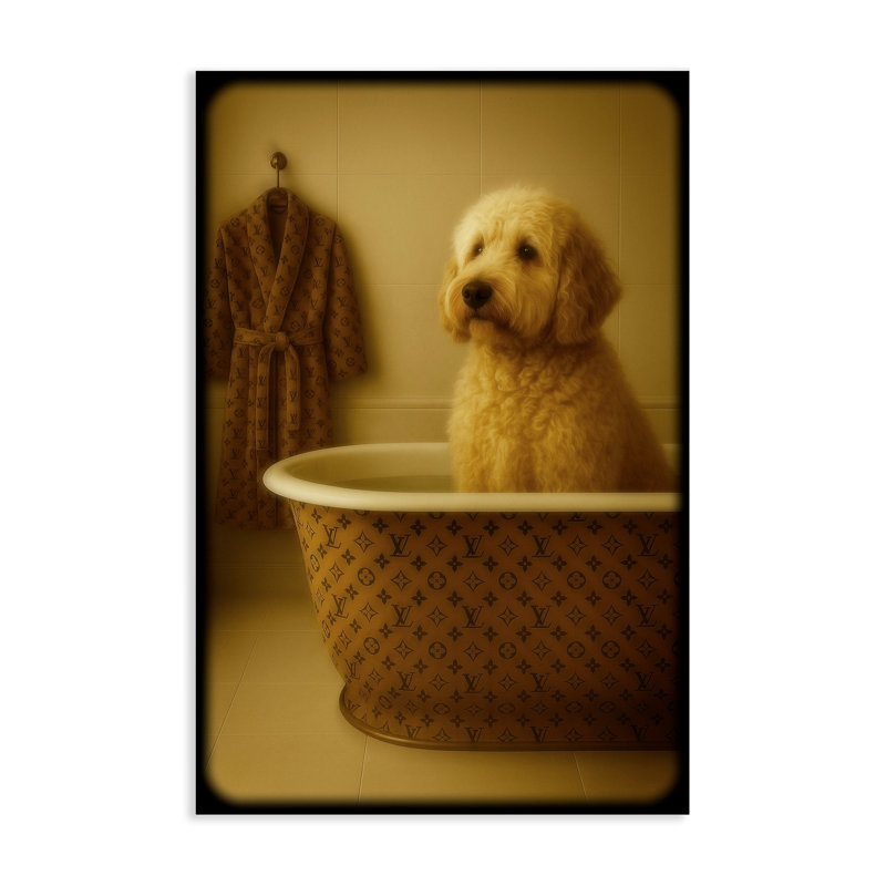 Chien Couture en toile de luxe, design par Grotto Studios, 45 x 30