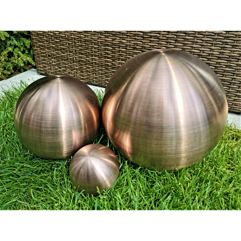 Cerrone Stainless Steel Gazing Ball, Golden rose, 30cm H x 50cm W x 40cm D, 3