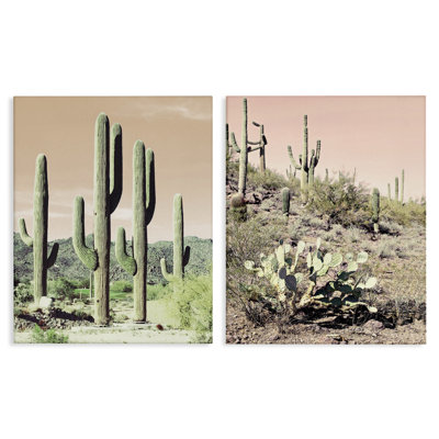 «Saguaro Cactus Desertscape», ensemble de 2 toiles d'art sur toile par Susan Bryant