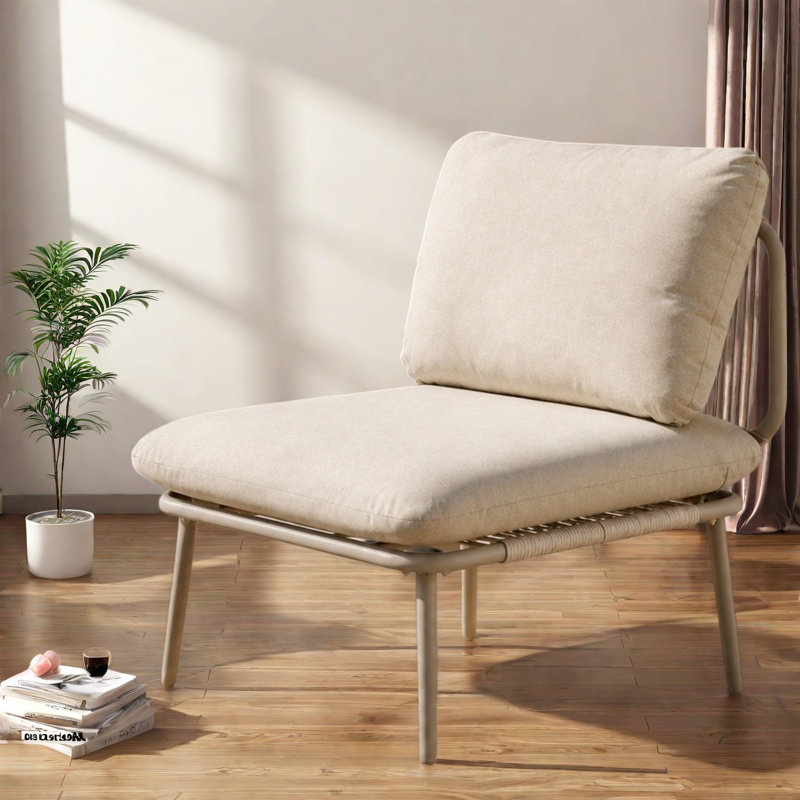 Fauteuil de patio modulaire sans accoudoirs, coussin de 10 cm, structure en acier, siège moderne