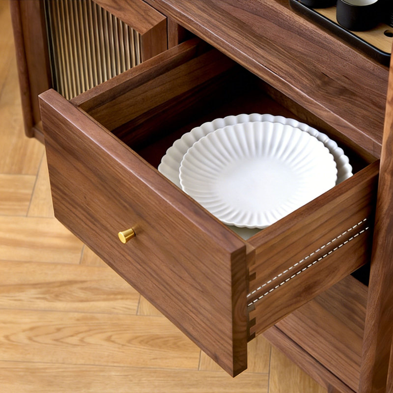 Commode d'appoint multifonctionnelle en bois massif, H 35,43 po x l 31,49 po x P 14,96 po, Marron foncé