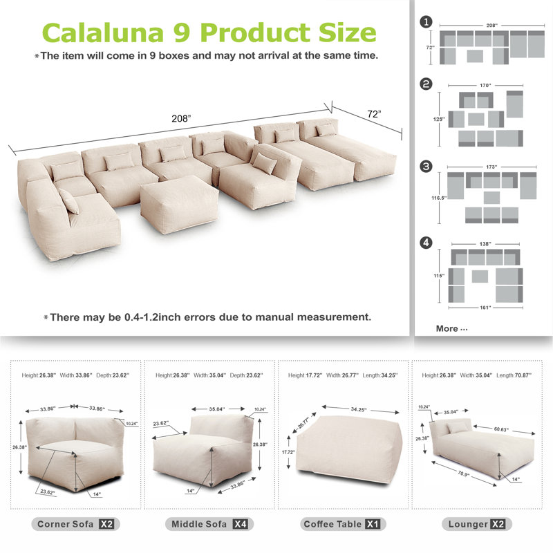Cherrilyn 6 - Person Modular Patio Conversation Set, Light Beige