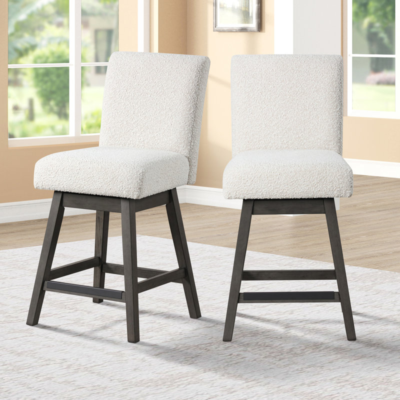 Chaise de comptoir pivotante en bois Pendergrass, Blanc