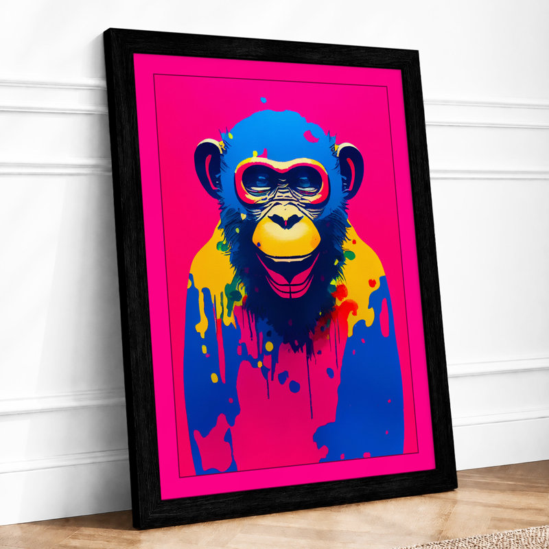 Sunglasses Primate Modern 1 Piece Single Picture Frame Wall Art, A4 - 29.7 x 21.0 cm, Black