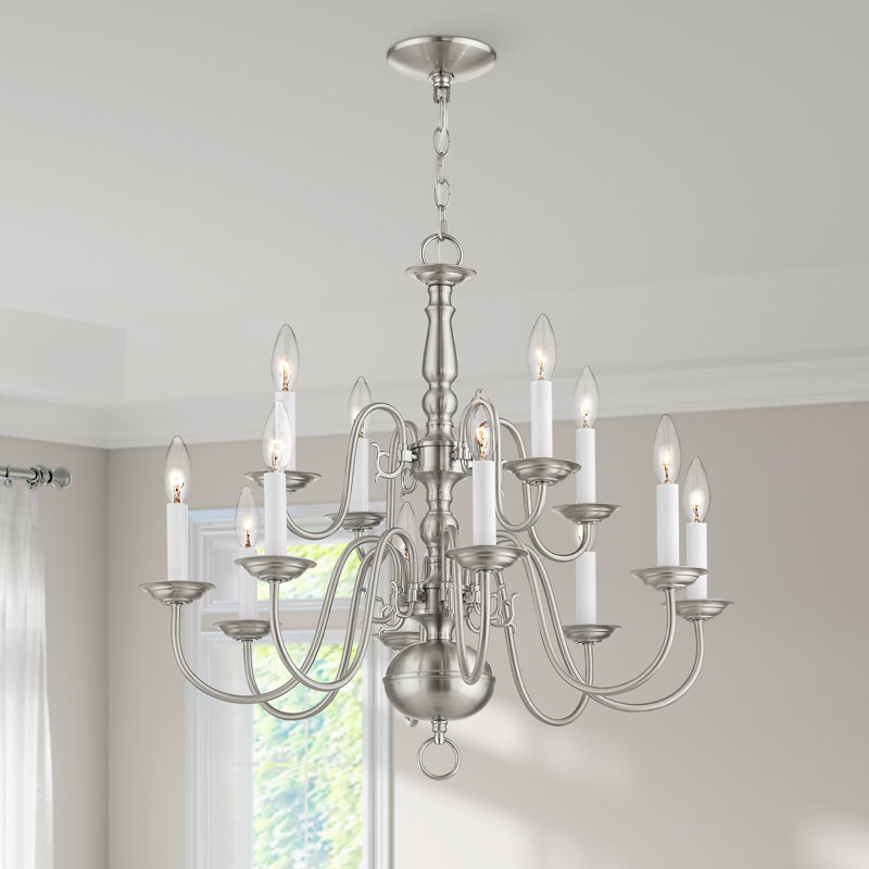 Wigmore 12 - Light Dimmable Empire, Tiered, Classic / Traditional Chandelier, Brushed Nickel