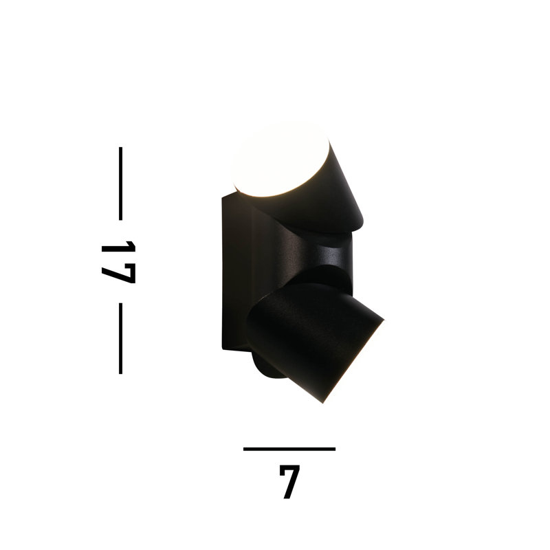 Anvie Matt Black 16.5cm H Integrated LED Outdoor Sconce