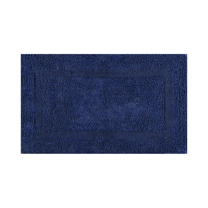 Navy Cotton Reversible Tufted Bath Mat Rug 24" x 40"