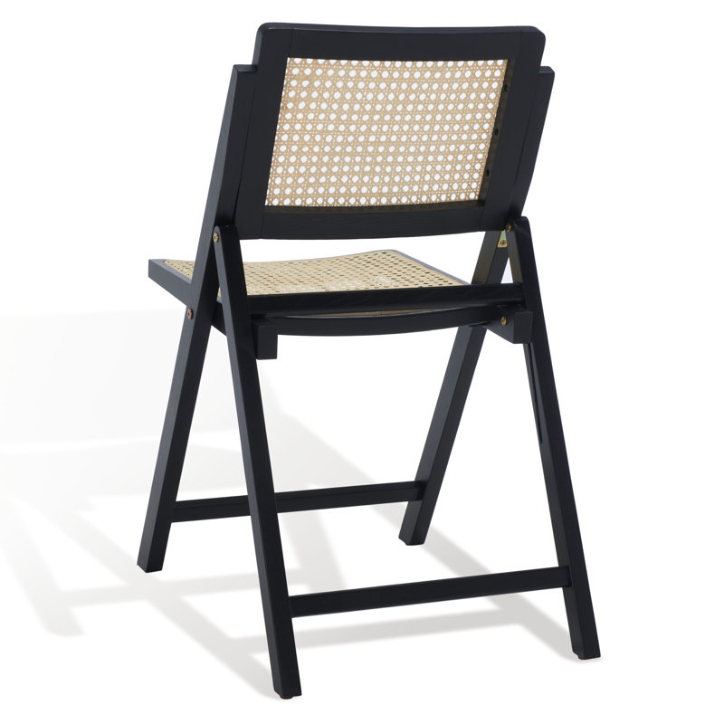 Ensemble de 2 chaises de patio pliables en rotin AllModern Dan, Noir / naturel