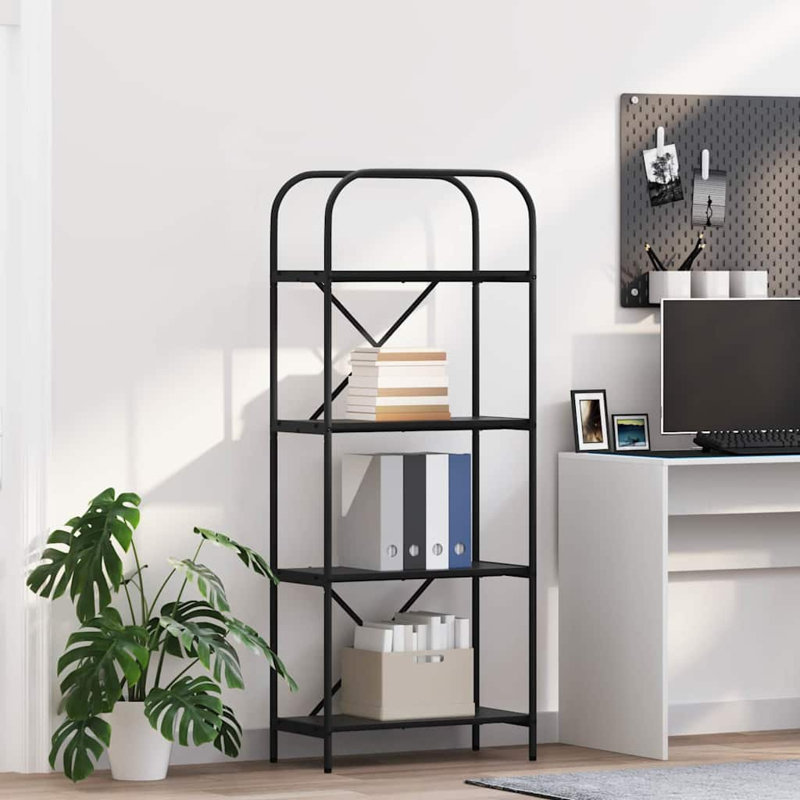 Bookshelf Engineered wood Modern Freestanding Bookshelves Organizer, (4 Shelves) 146cm. H x 60cm. W x 30cm. D, Black Oak