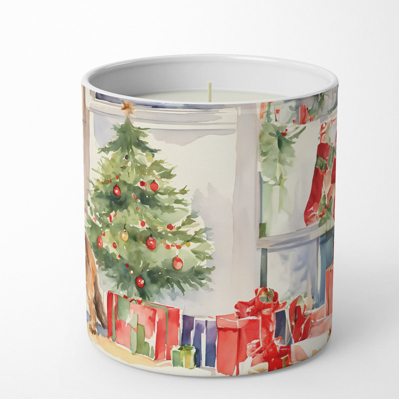 Bougie de Noël parfumée avec support en céramique