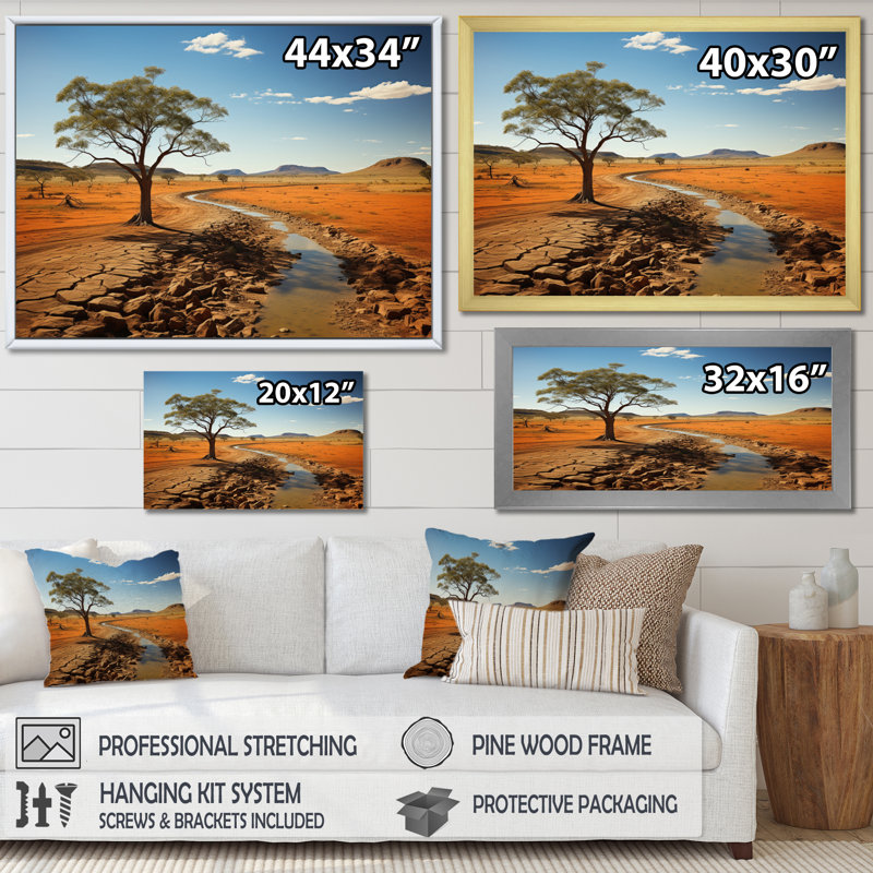 "Landscape Australie Outback Spectrum I", reproduction d'art sur toile, Cadre doré simple, H 12 po x l 20 po x P 1 po