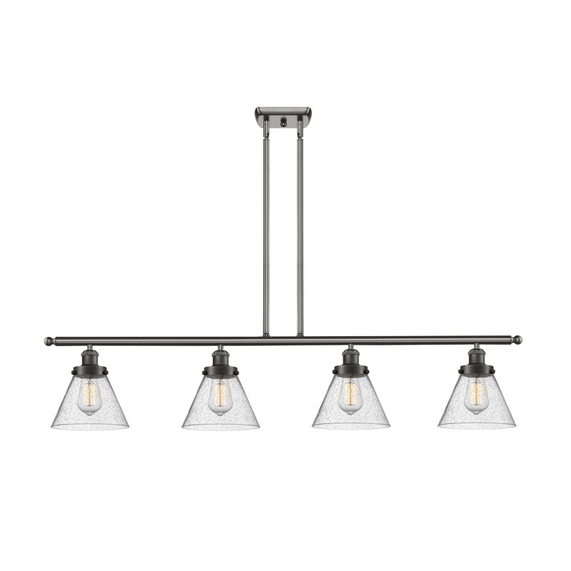 Luminaire pour îlot 4 lumières Cone, Grainé, Ampoule non incluse, Bronze frotté à l'huile