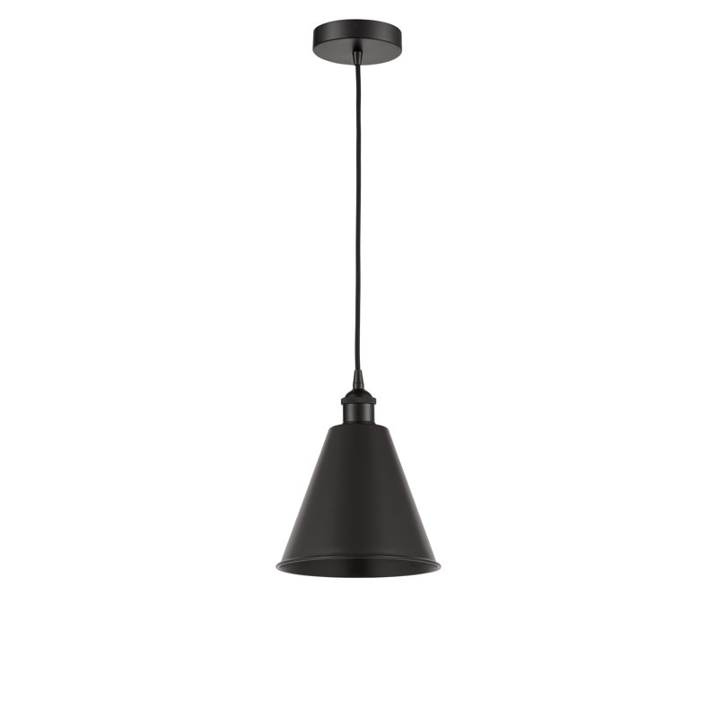Luminaire suspendu conique 1 lumière, Noir mat, Noir mat, H 18,75 po x l 16 po x P 16 po